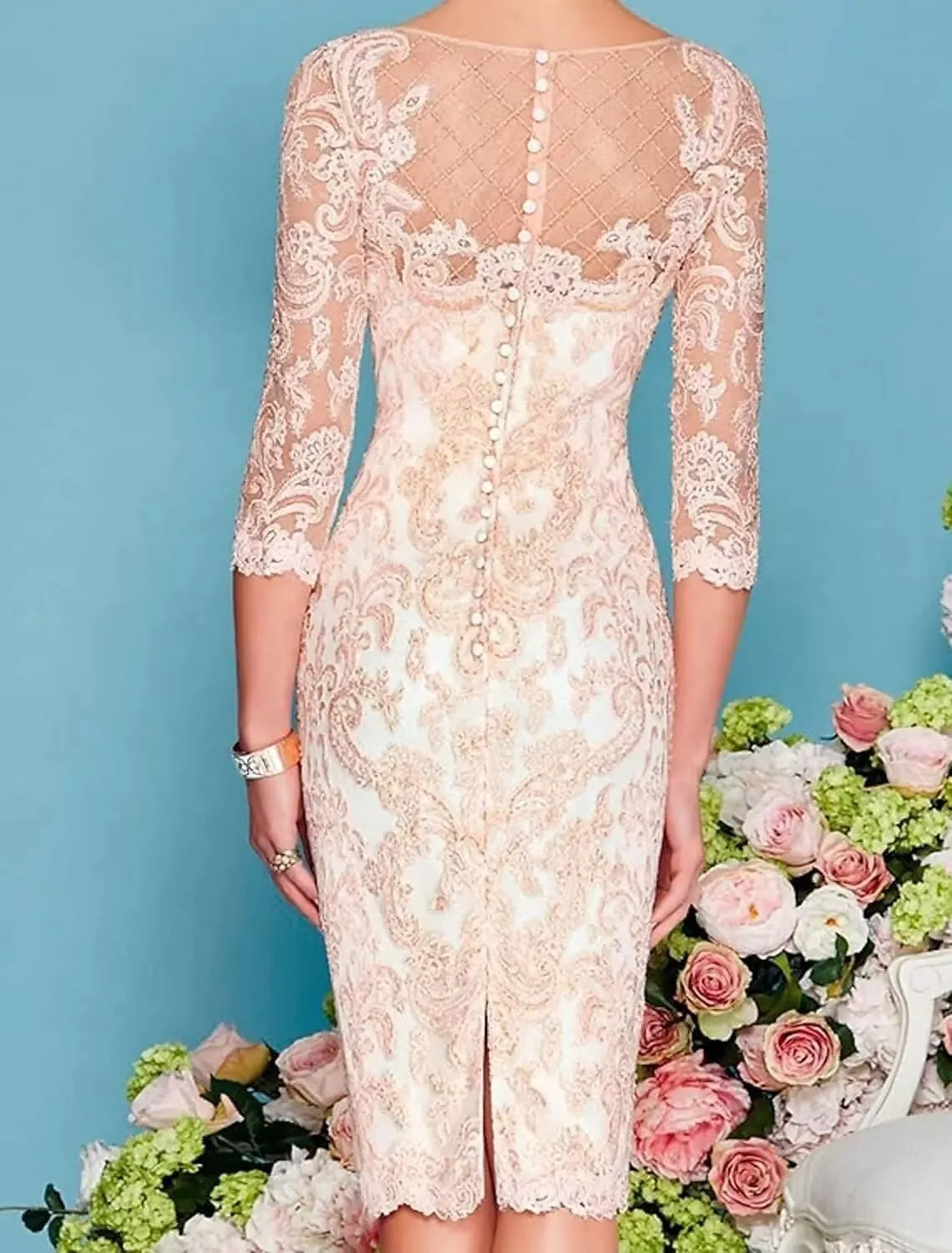 2 Pieces Mother of The Bride Dresses for Women Lace Appliques Mother of The Groom Dresses Chiffon Formal Dress