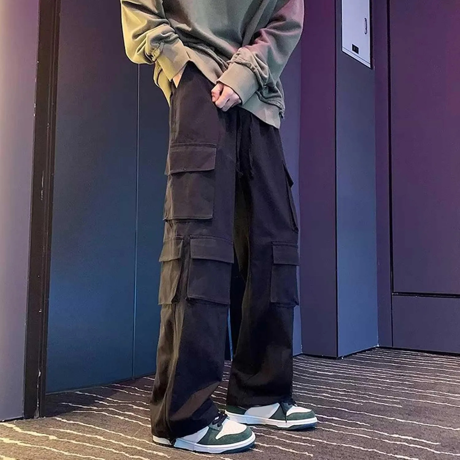 2023 Mens Cargo Pants Plus Size Elastic Waist Baggy Sweatpants for Men Casual Trousers Lightweight Jogger Pant Sweatpants