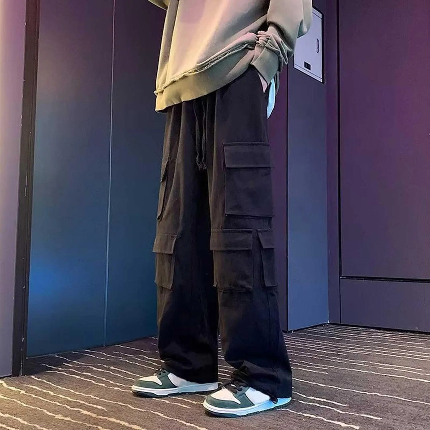 2023 Mens Cargo Pants Plus Size Elastic Waist Baggy Sweatpants for Men Casual Trousers Lightweight Jogger Pant Sweatpants