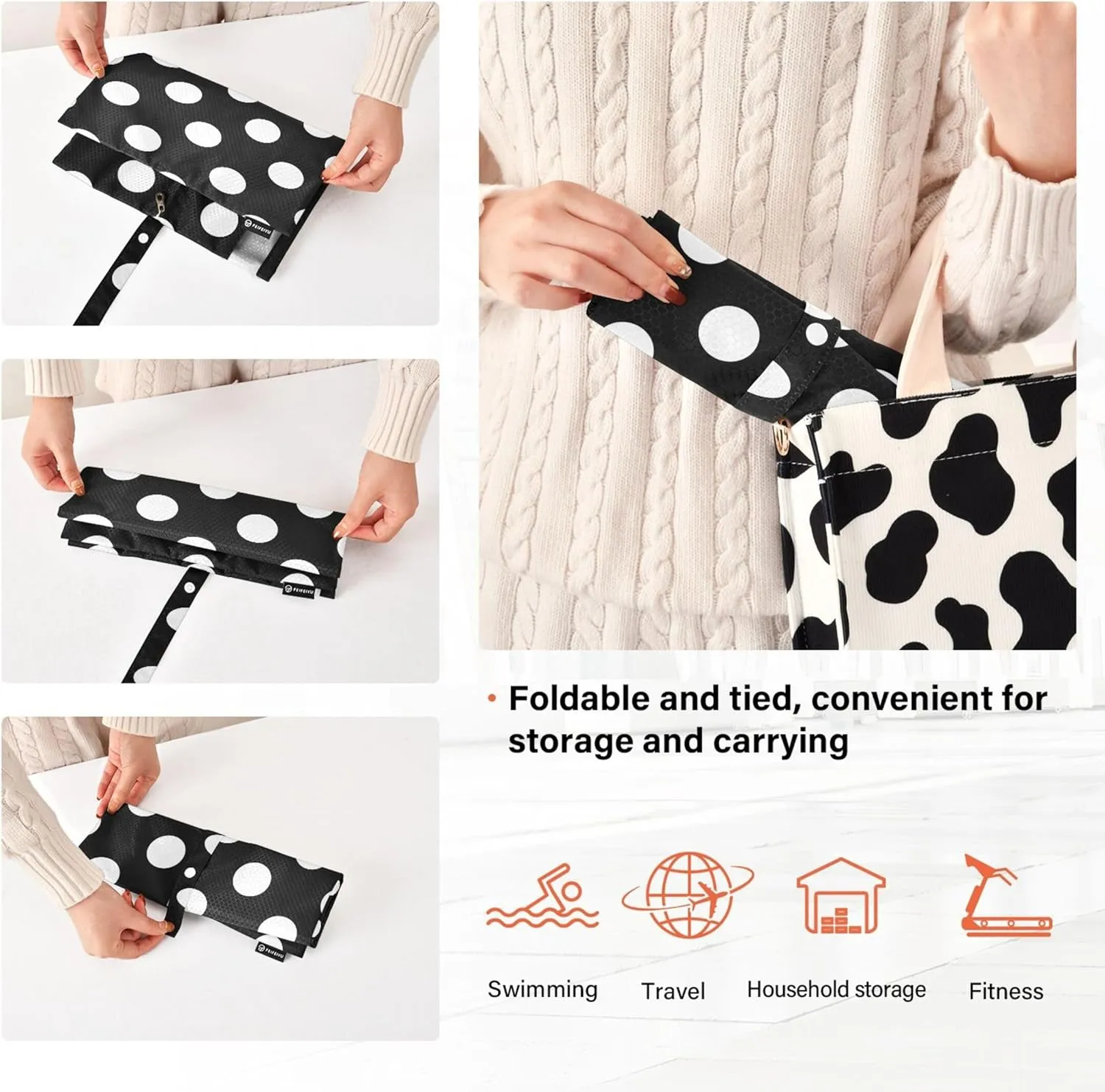 3 Set Packing Cubes Luggage Packing Organizers Big Polka Dot Black White Travel Packing Storage Bags for Suitcase Travel Accessories