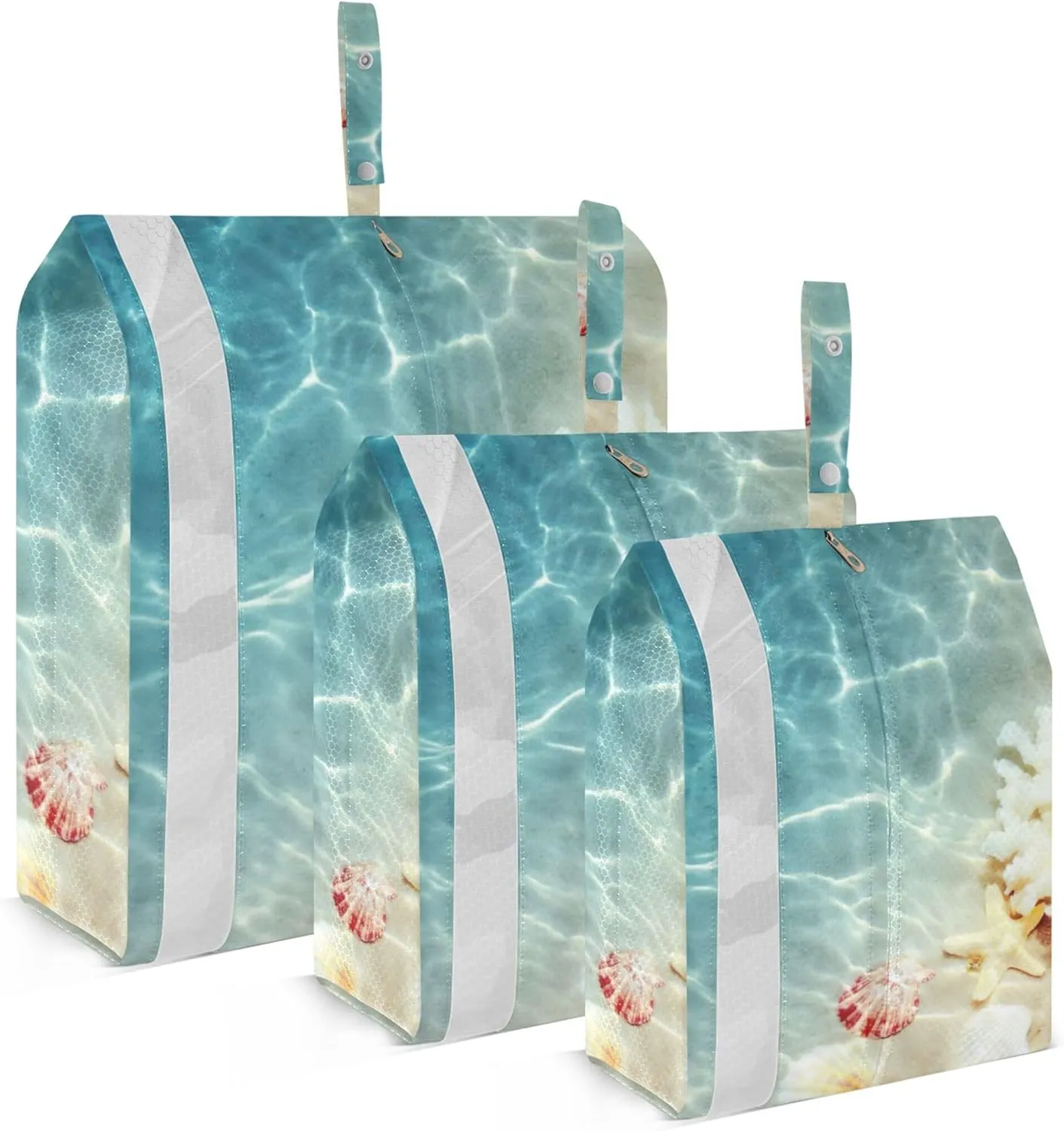 3 Set Packing Cubes Luggage Packing Organizers Seashell on The Summer Beach in Sea Travel Packing Storage Bags for Suitcase Travel Accessories