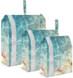 3 Set Packing Cubes Luggage Packing Organizers Seashell on The Summer Beach in Sea Travel Packing Storage Bags for Suitcase Travel Accessories