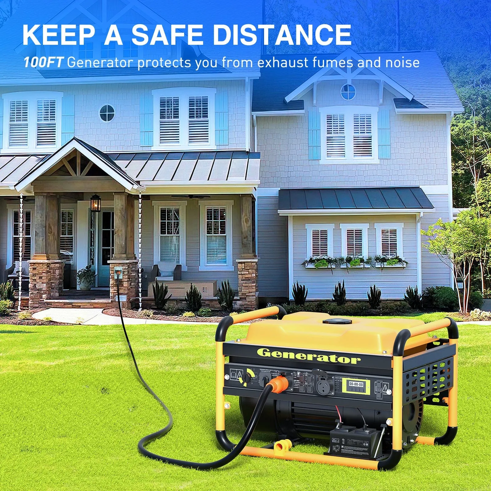 30A 100FT Generator Extension Cord Power Inlet Box with Locking Connector