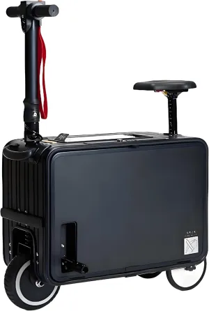 30L Electric Luggage Smart Riding Scooter Suitcase 20 Inch for Traval with Seat and LED Light, Long battery life and Durable (Black)