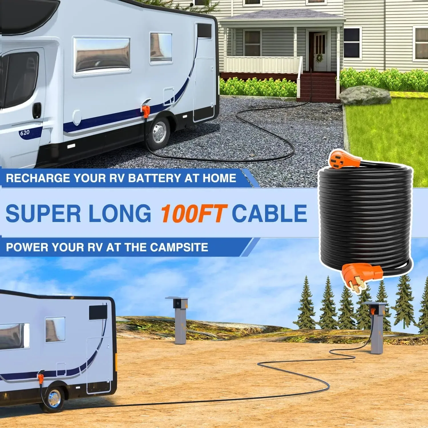 50Amp 100FT RV EV Extension Cord Drag Tool