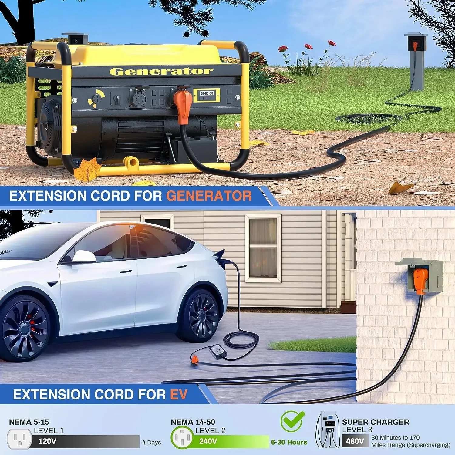 50Amp 100FT RV EV Extension Cord Drag Tool