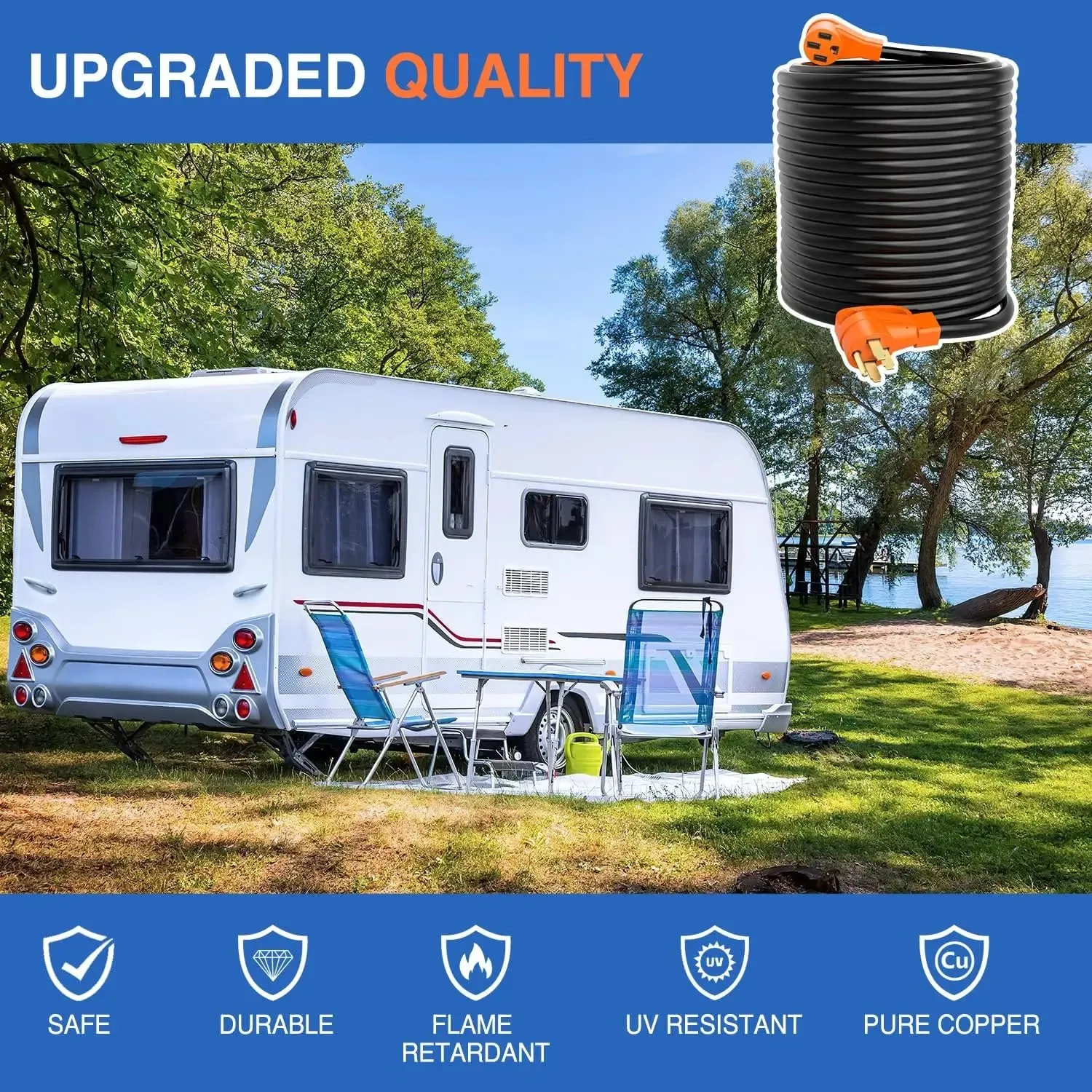 50Amp 100FT RV EV Extension Cord Drag Tool