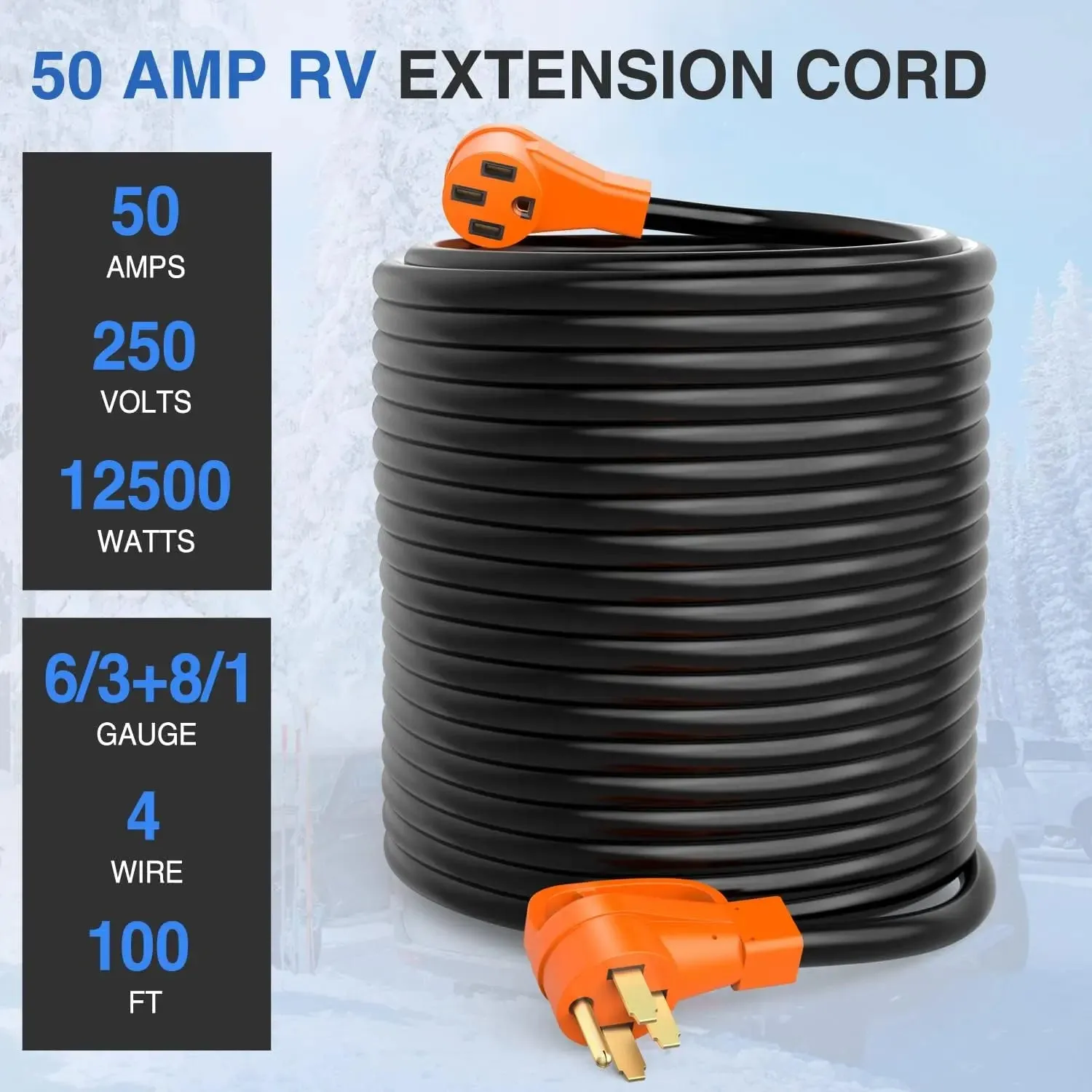 50Amp 100FT RV EV Extension Cord Drag Tool