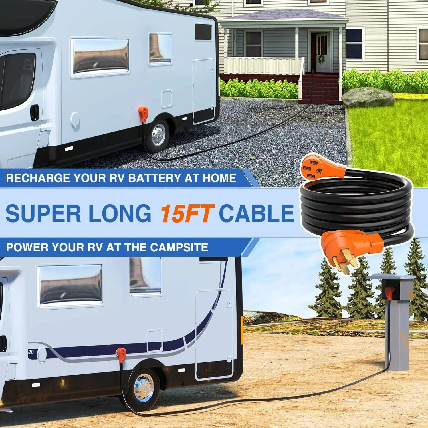 50Amp 15FT RV EV Extension Cord