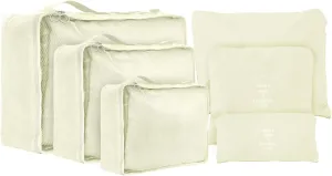 6 Set Compression Packing Cubes For Travel,Lightweight Travel Essentials,Luggage Organizers for Suitcase,Travel Accessories Bags for Clothes,Shoes,Electronics,Cosmetics Toiletries (Beige)
