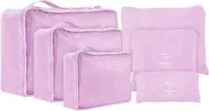 6 Set Compression Packing Cubes For Travel,Lightweight Travel Essentials,Luggage Organizers for Suitcase,Travel Accessories Bags for Clothes,Shoes,Electronics,Cosmetics Toiletries (PeachyPink)