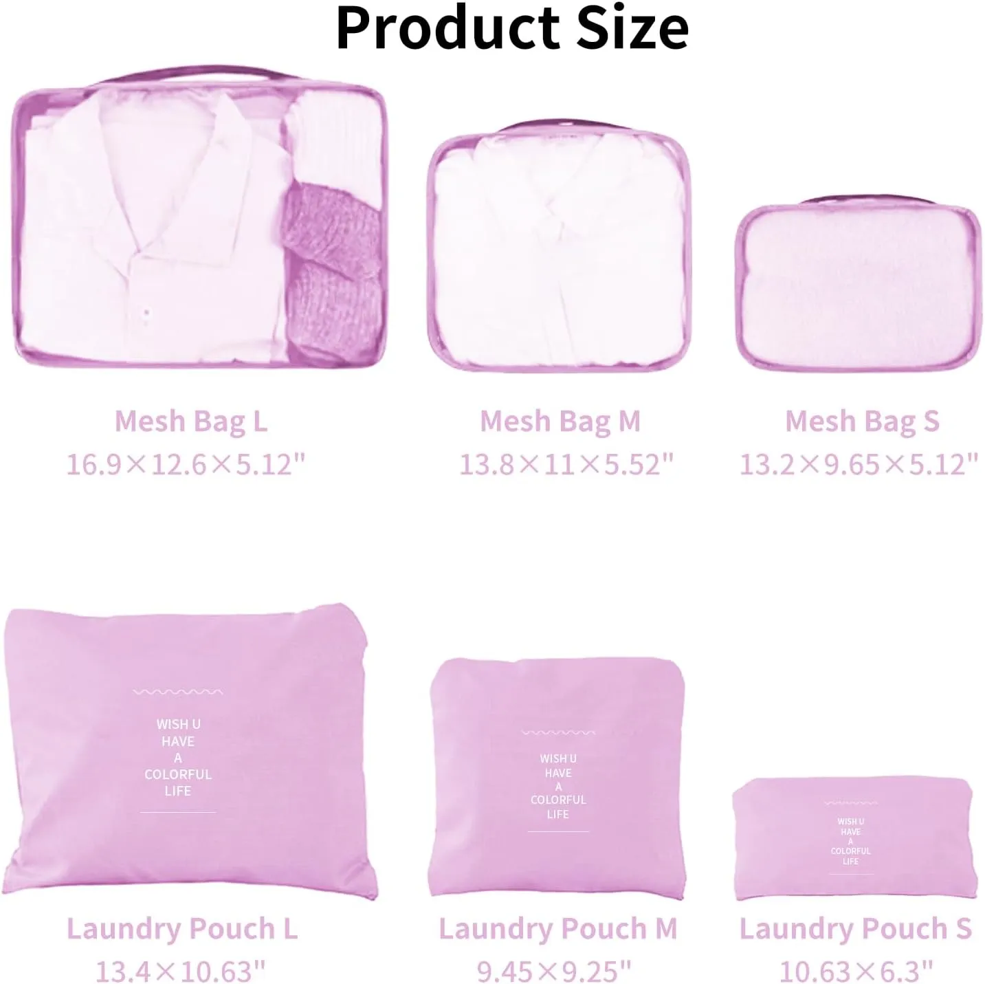 6 Set Compression Packing Cubes For Travel,Lightweight Travel Essentials,Luggage Organizers for Suitcase,Travel Accessories Bags for Clothes,Shoes,Electronics,Cosmetics Toiletries (PeachyPink)