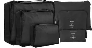 6 Set Compression Packing Cubes For Travel,Lightweight Travel Essentials,Luggage Organizers for Suitcase,Travel Accessories Bags for Clothes,Shoes,Electronics,Cosmetics Toiletries,Carbon Black