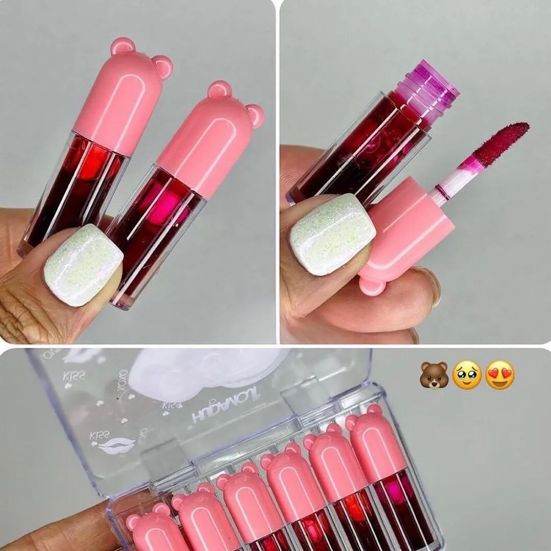 6pcs Fruit Juice Lip Tint Waterproof Long-lasting Lip Stain Blush
