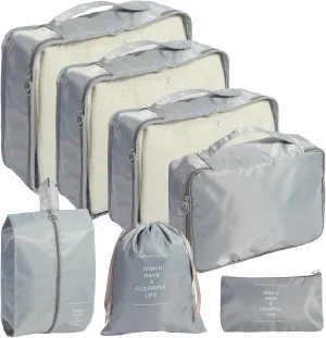 7PCS Packing Cubes for Suitcases, Travel Luggage Organizer Bags, Packing Cubes Luggage Packing Organizers for Travel Accessories, Grey