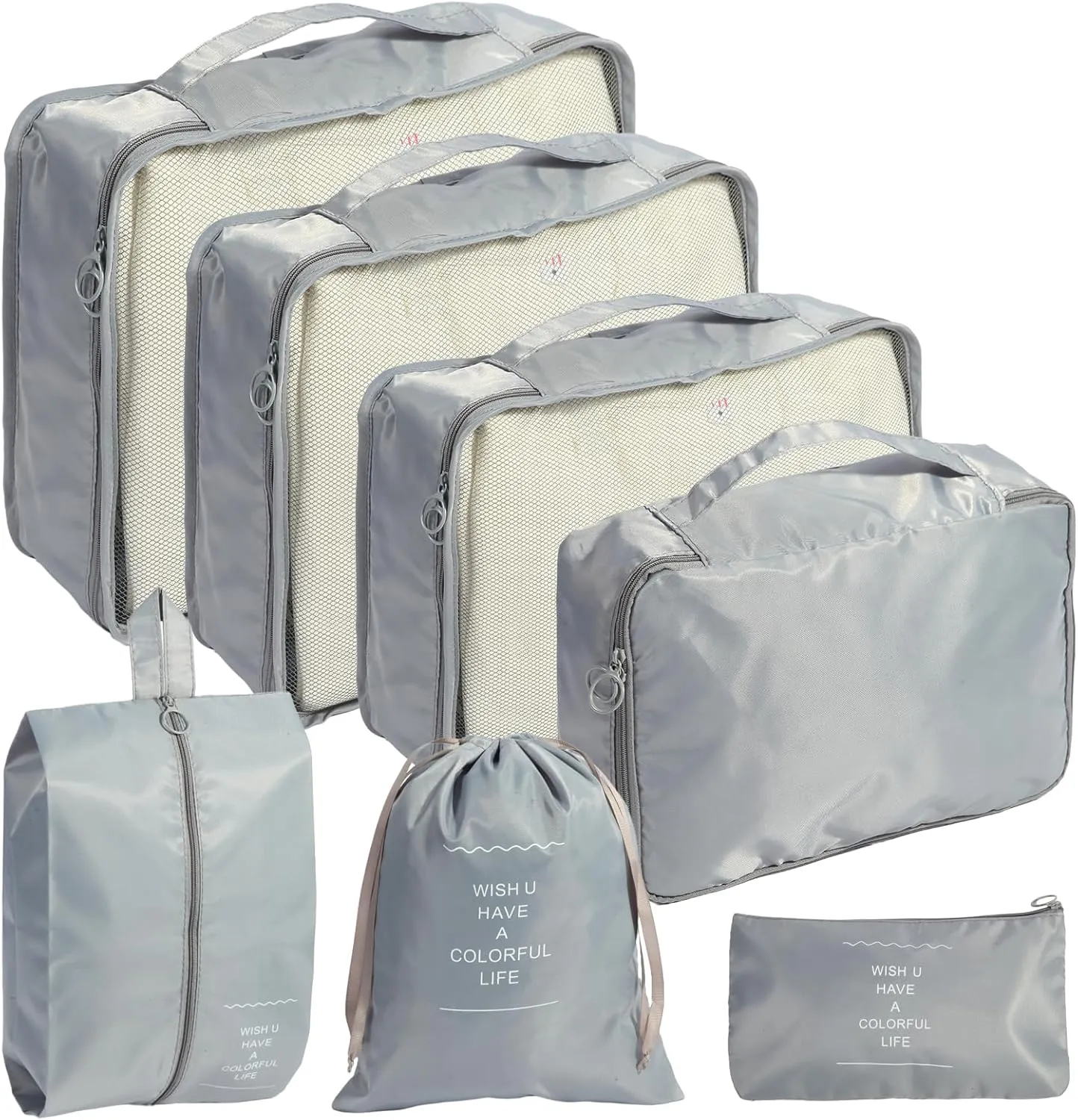 7PCS Packing Cubes for Suitcases, Travel Luggage Organizer Bags, Packing Cubes Luggage Packing Organizers for Travel Accessories, Grey