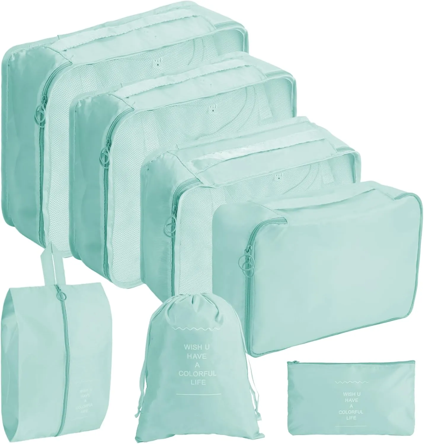7PCS Packing Cubes for Suitcases, Travel Luggage Organizer Bags Various Sizes Packing Organizer for Travel Accessories Luggage Carry On Suitcase, Blue
