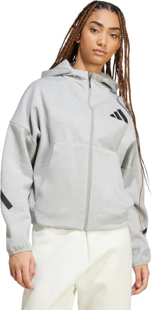 adidas Women's Z.N.E. Full-Zip Hoodie, Medium Grey Heather, XX-Small