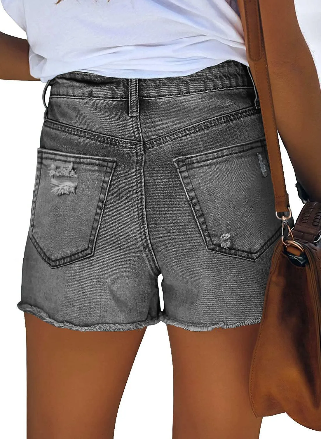 Angerella Women's Denim Shorts Mid Rise Ripped Jean Short