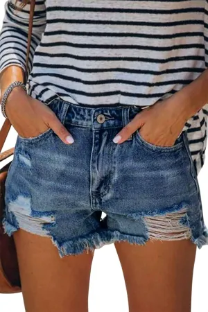 Angerella Women's Denim Shorts Mid Rise Ripped Jean Short