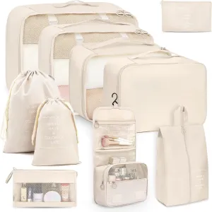 Anjing Packing Cubes 10/11 PCS Travel Luggage Organizers, Travel Essentials, Waterproof Packing Organisers, Luggage Organizer Bags
