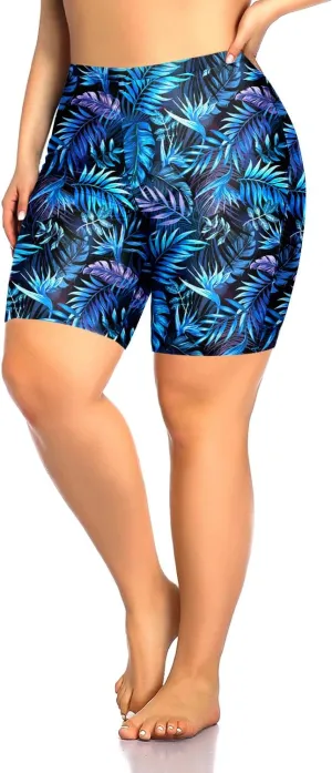Aqua Eve Plus Size Swim Shorts Women Tummy Control Swimsuit Bottoms High Waisted Bikini Bottom