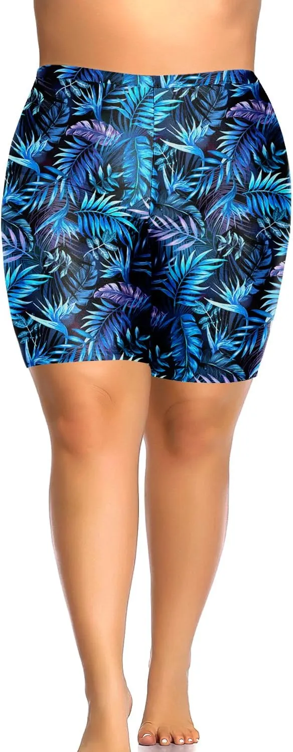 Aqua Eve Plus Size Swim Shorts Women Tummy Control Swimsuit Bottoms High Waisted Bikini Bottom