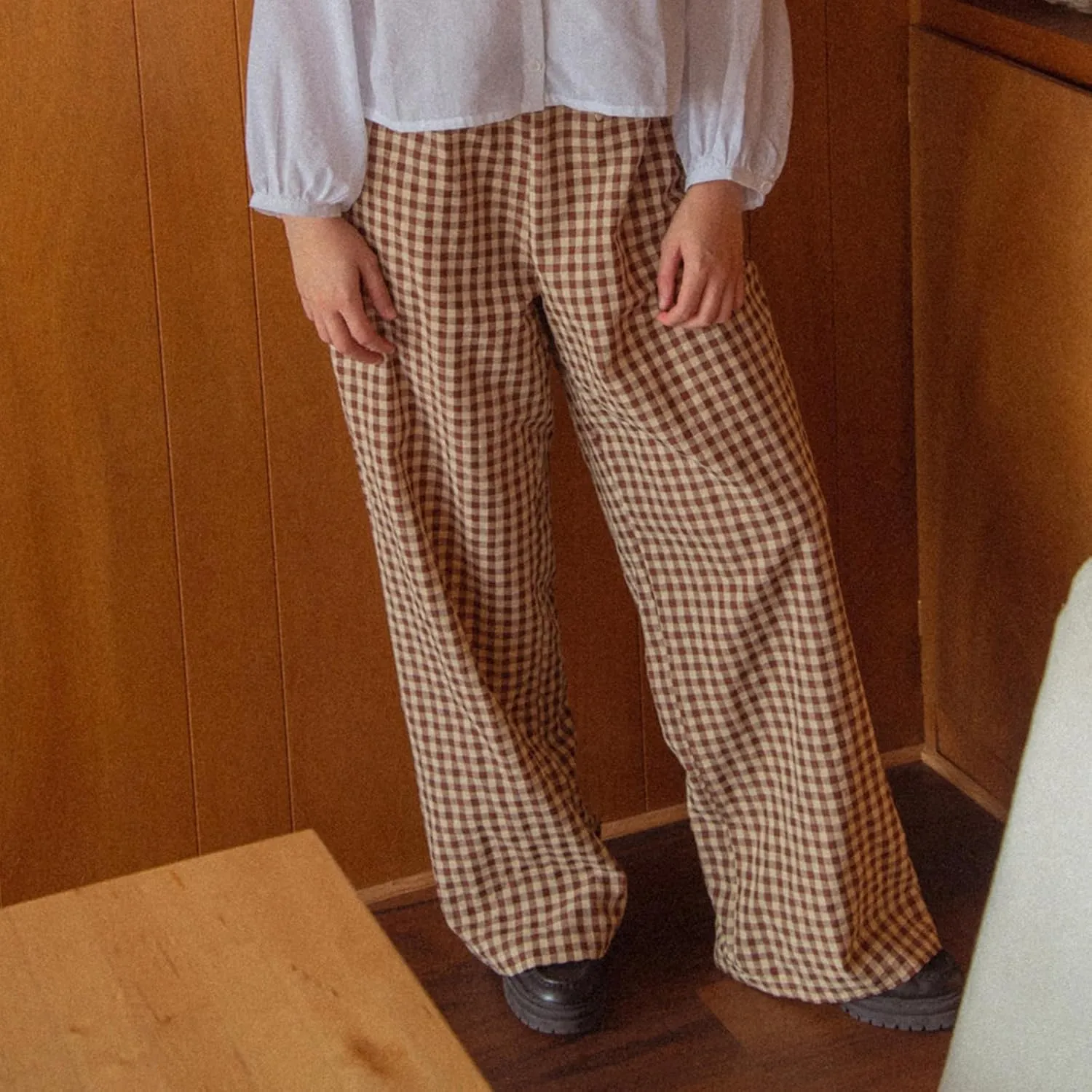 Awoscut Women's Elastic High Waist Y2K Fashion Pants Striped Print Straight Casual Wide Leg Trousers Lounge Pants Bottom