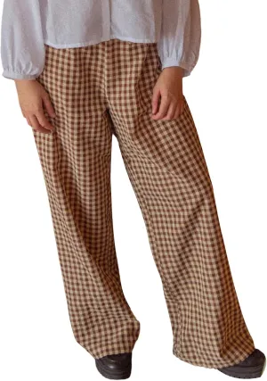 Awoscut Women's Elastic High Waist Y2K Fashion Pants Striped Print Straight Casual Wide Leg Trousers Lounge Pants Bottom