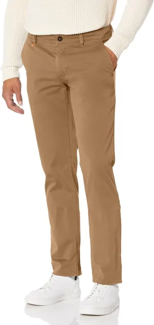BOSS Mens Slim Fit Cotton Blend Trousers Casual Pants, Teak Wood Brown, 40X34 US