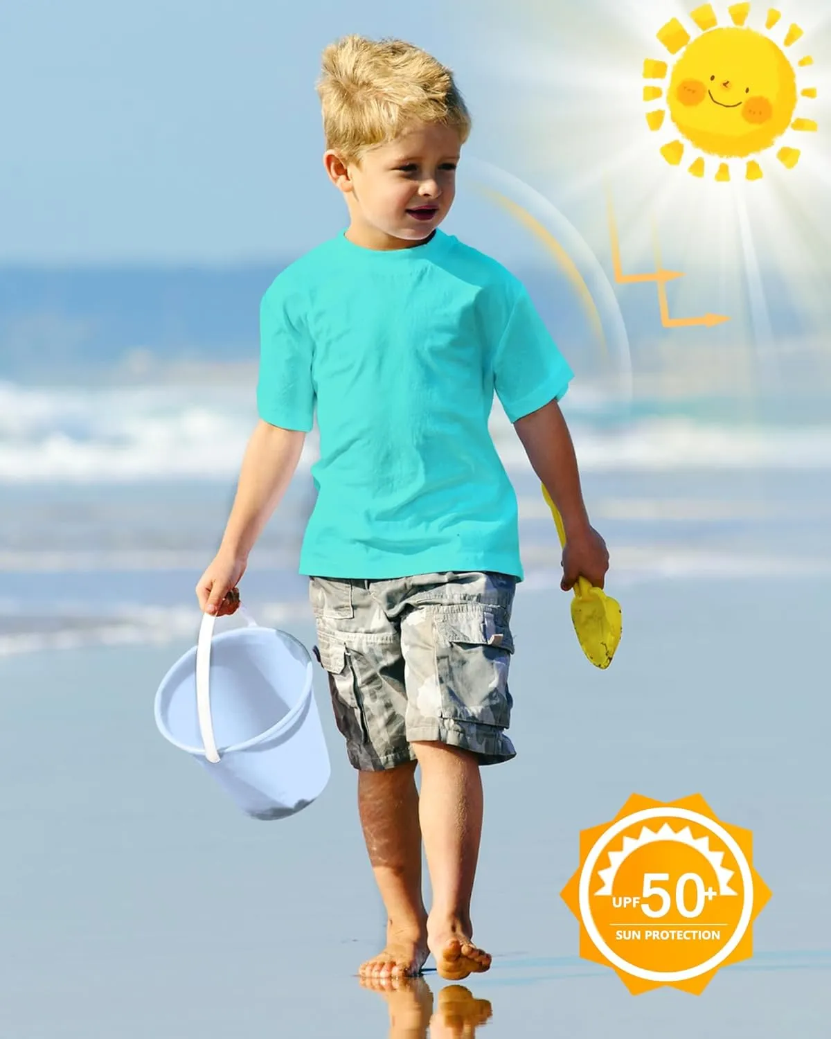 Boys Rash Guard Short Sleeve UPF 50  Sun Protection Swim Shirt Kids Quick Dry SPF Water Shirt