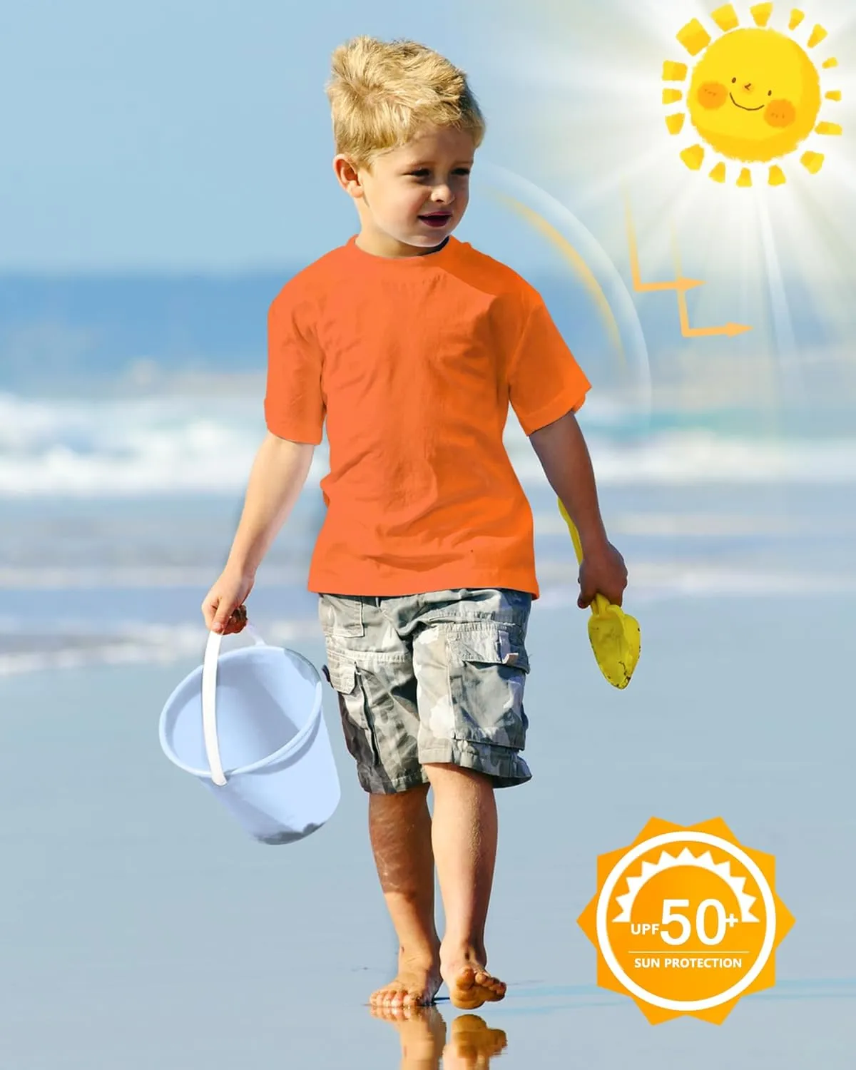 Boys Rash Guard Short Sleeve UPF 50  Sun Protection Swim Shirt Kids Quick Dry SPF Water Shirt