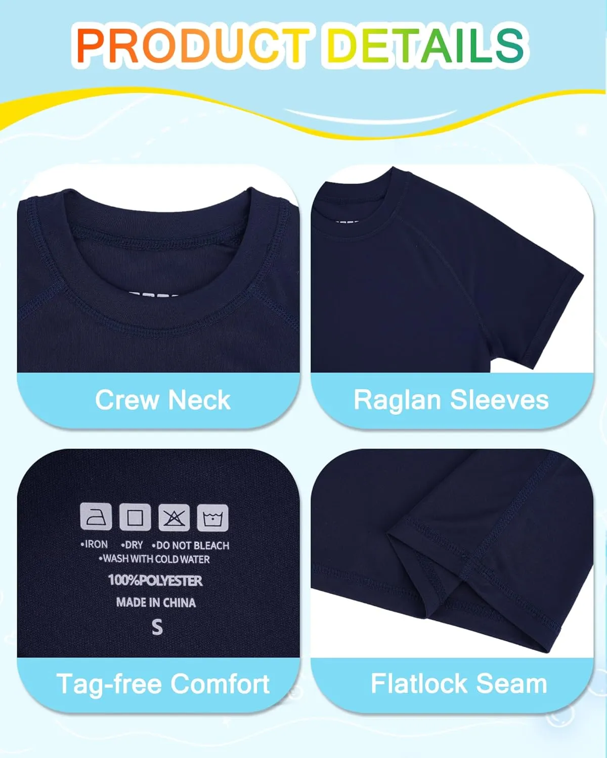 Boys Rash Guard Short Sleeve UPF 50  Sun Protection Swim Shirt Kids Quick Dry SPF Water Shirt