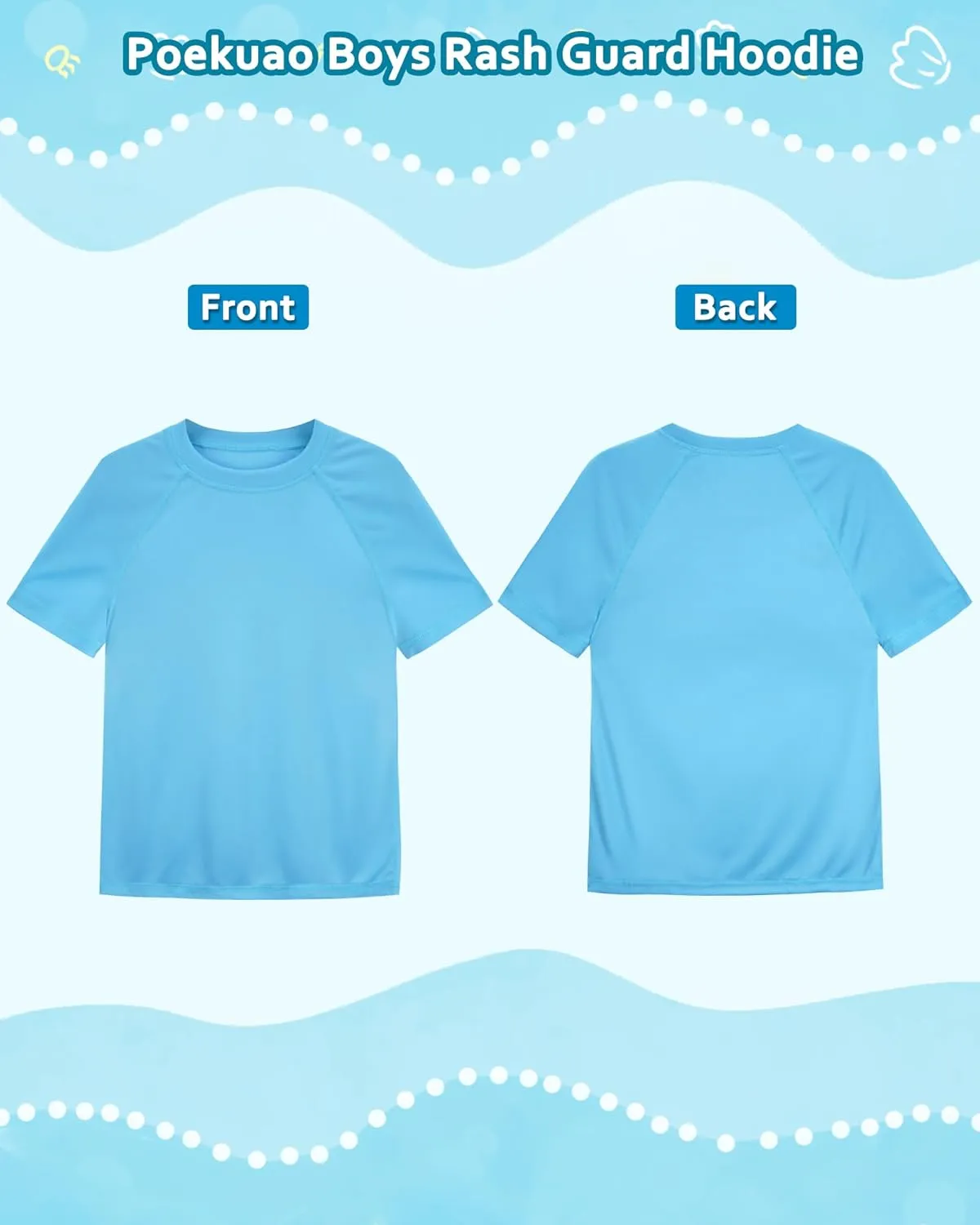 Boys Rash Guard Short Sleeve UPF 50  Sun Protection Swim Shirt Kids Quick Dry SPF Water Shirt