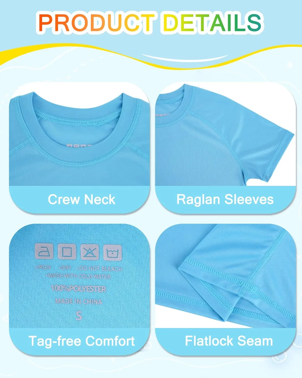 Boys Rash Guard Short Sleeve UPF 50  Sun Protection Swim Shirt Kids Quick Dry SPF Water Shirt