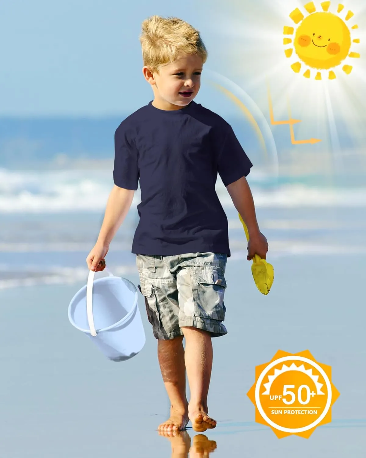 Boys Rash Guard Short Sleeve UPF 50  Sun Protection Swim Shirt Kids Quick Dry SPF Water Shirt