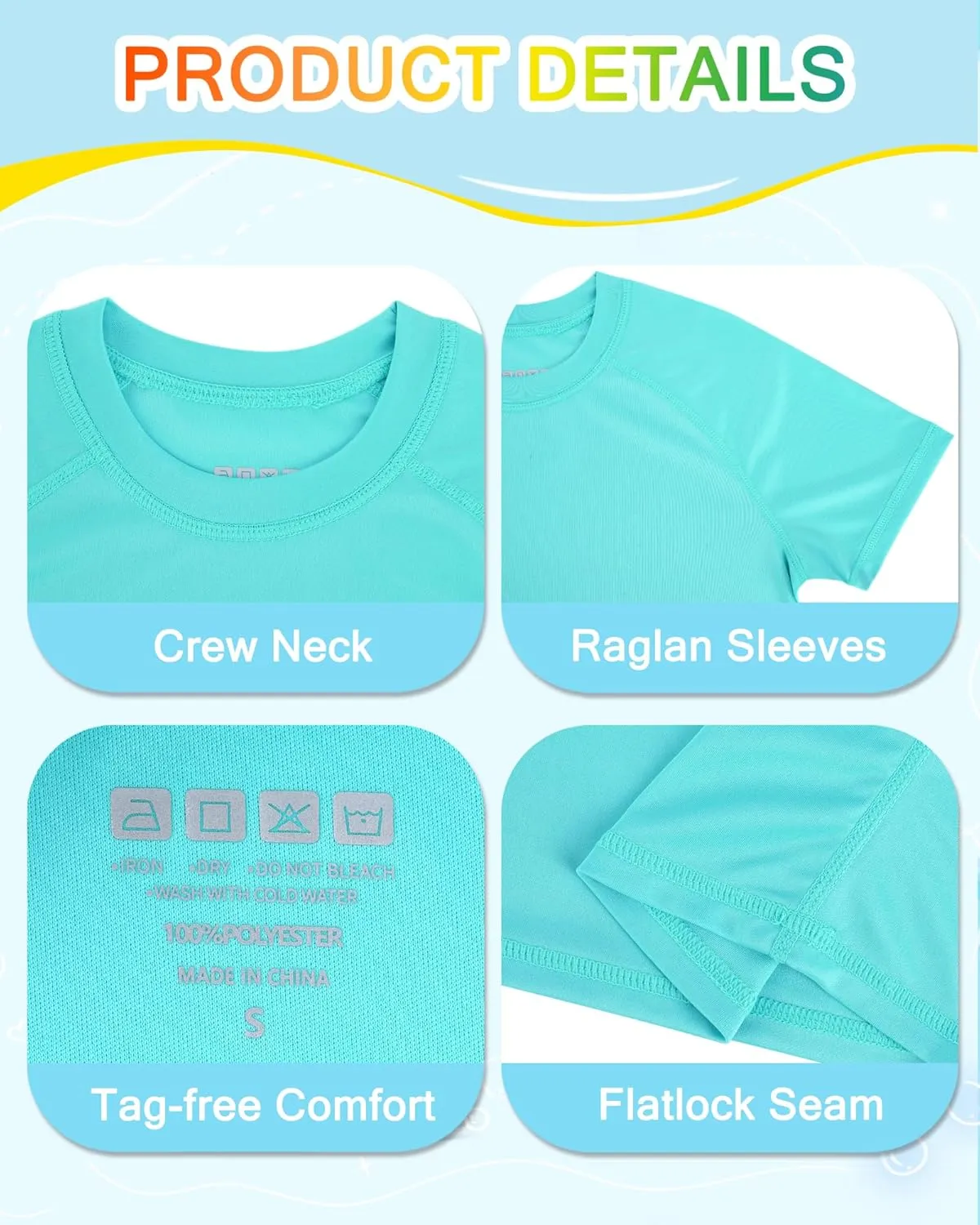 Boys Rash Guard Short Sleeve UPF 50  Sun Protection Swim Shirt Kids Quick Dry SPF Water Shirt