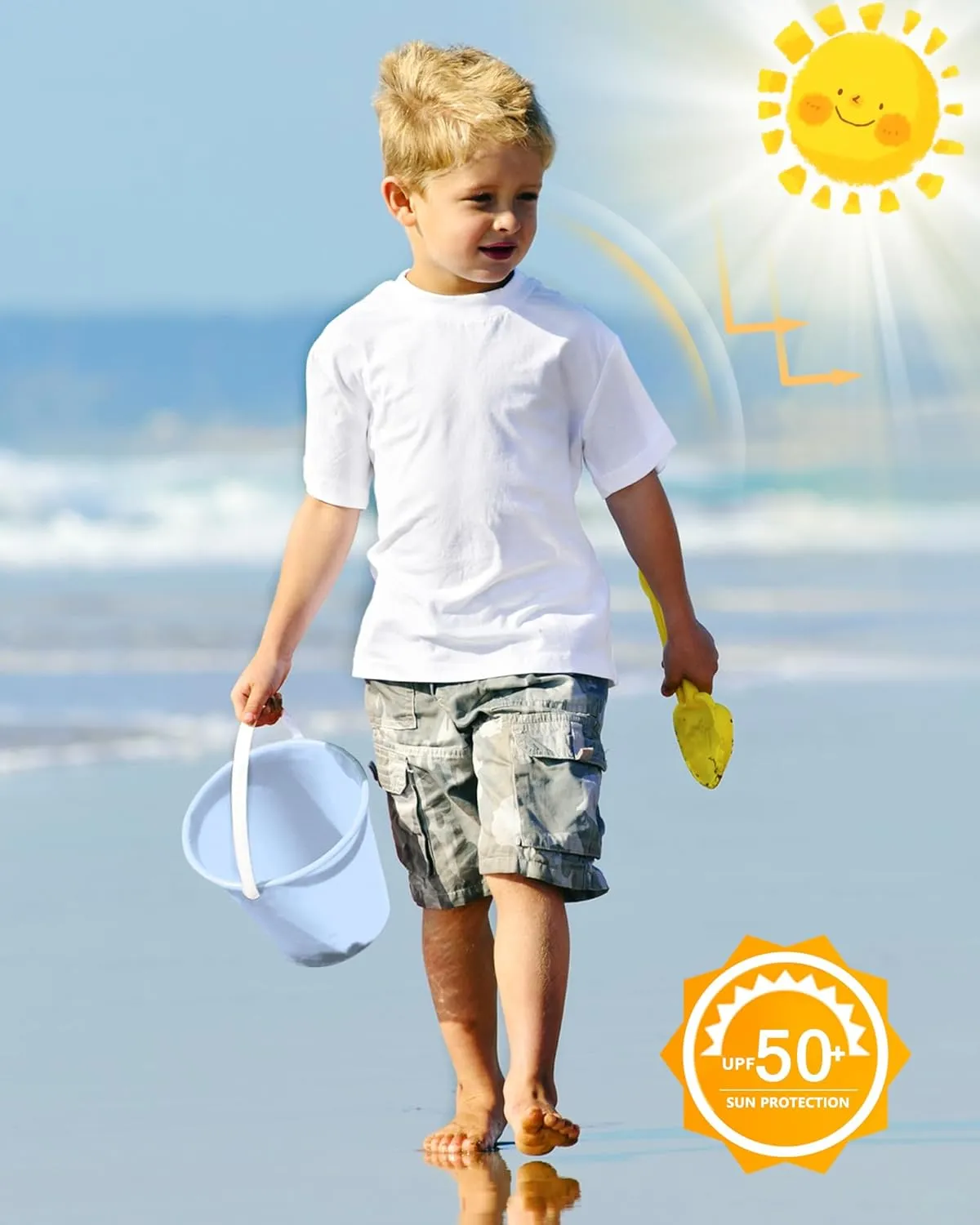 Boys Rash Guard Short Sleeve UPF 50  Sun Protection Swim Shirt Kids Quick Dry SPF Water Shirt