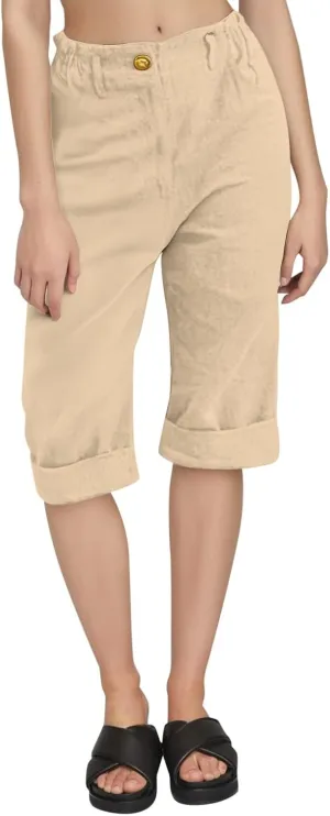 Capri Pants for Women Summer Casual Lounge Straight Leg Pants Cropped Cotton Linen Comfy Baggy Trousers with