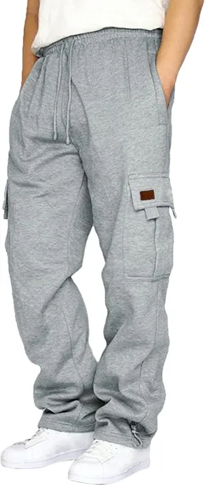 Cargo Pants For Men Mens Casual Heavyweight Cargo Fleece Sweatpants Stretch Elastic Sports Jogger Trousers Pants