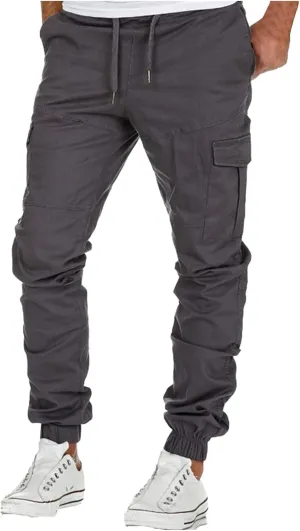 Cargo Pants for Men,Hiking Joggers Pants Cotton Drawstring Cargo Outdoor Pants Twill Track Jogging Sweatpants