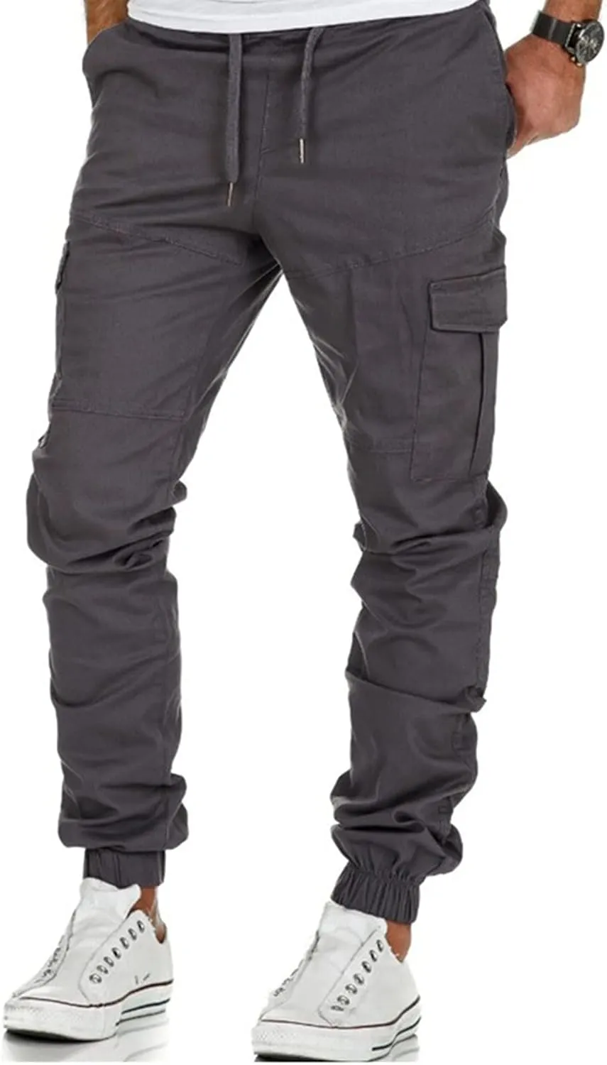 Cargo Pants for Men,Hiking Joggers Pants Cotton Drawstring Cargo Outdoor Pants Twill Track Jogging Sweatpants