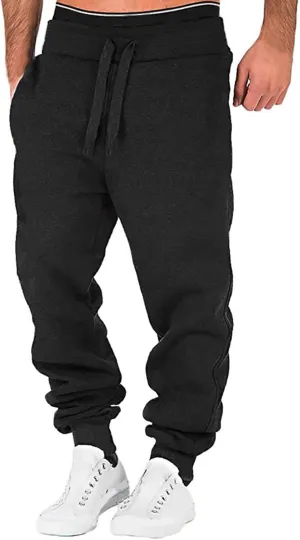 Casual Sweatpants for Men Mens Casual Hip Hop Pants Solid Color Track Cuff Workout Pants with Lightweight Sweatpants