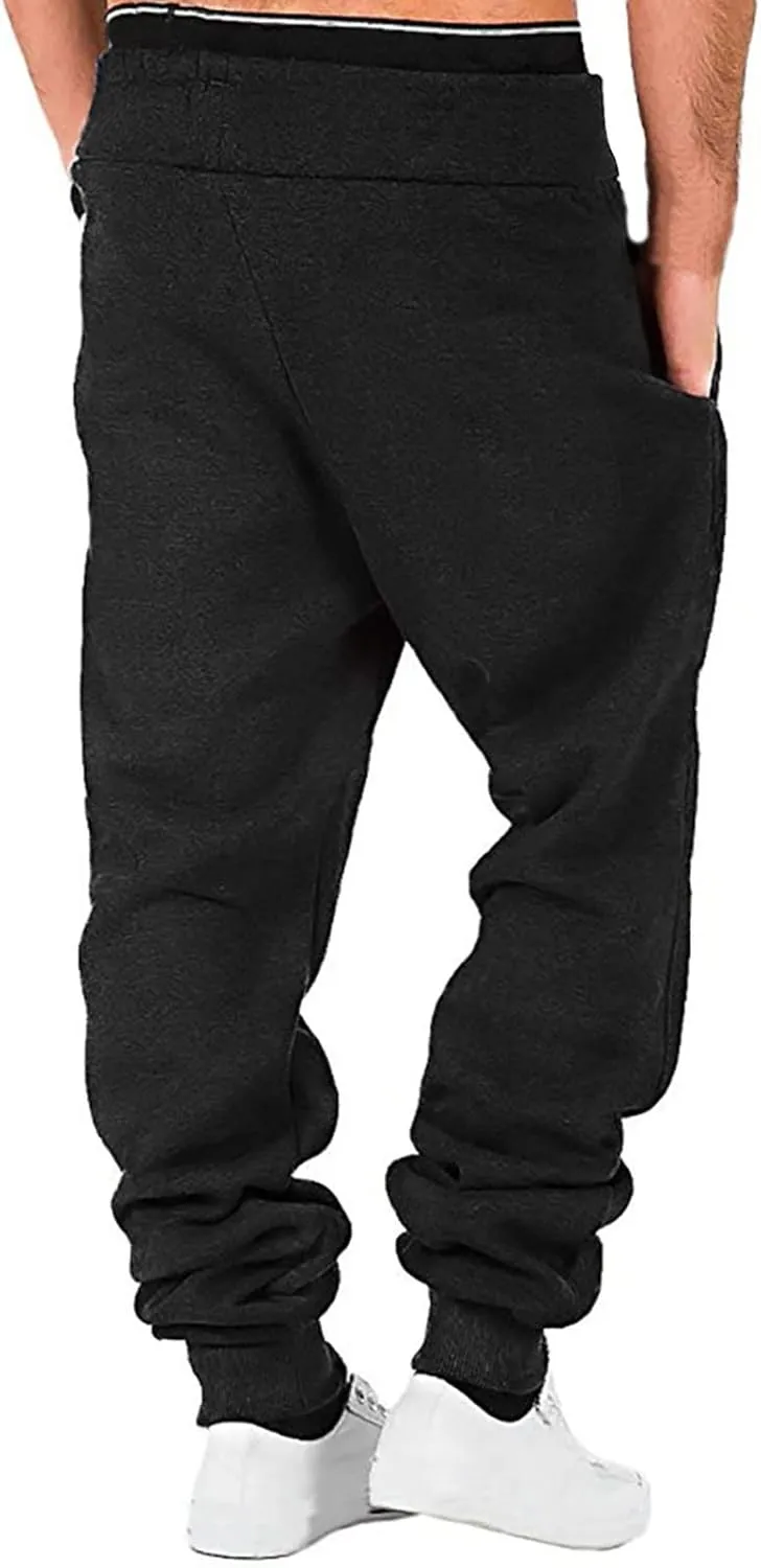 Casual Sweatpants for Men Mens Casual Hip Hop Pants Solid Color Track Cuff Workout Pants with Lightweight Sweatpants
