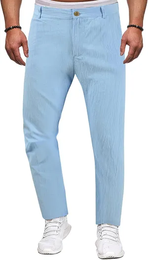 Chino Pants for Men Straight Fit Business Casual Trousers Textured Stretch Pant Office Work Slim Pants Spring Summer