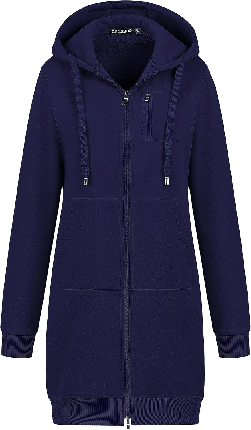 Chrisuno Women's Plus Size Casual Zip Up Hoodie Long Tunic Sweatshirts Fleece Jackets
