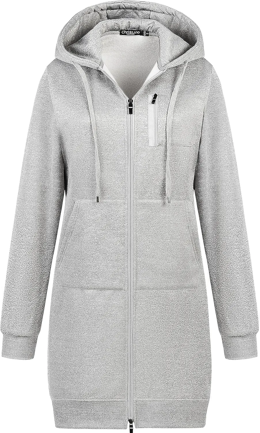 Chrisuno Women's Plus Size Casual Zip Up Hoodie Long Tunic Sweatshirts Fleece Jackets