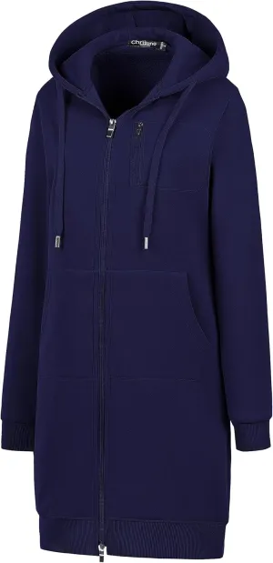 Chrisuno Women's Plus Size Casual Zip Up Hoodie Long Tunic Sweatshirts Fleece Jackets