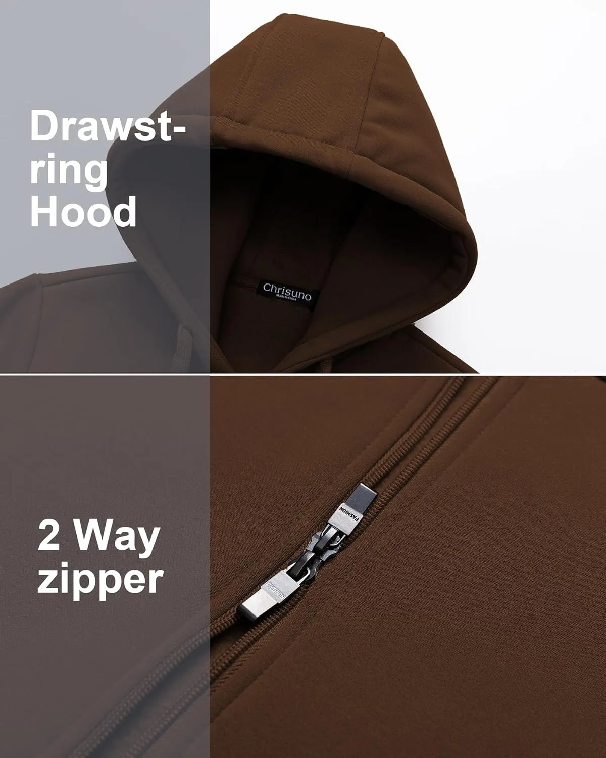 Chrisuno Women's Plus Size Casual Zip Up Hoodie Long Tunic Sweatshirts Fleece Jackets