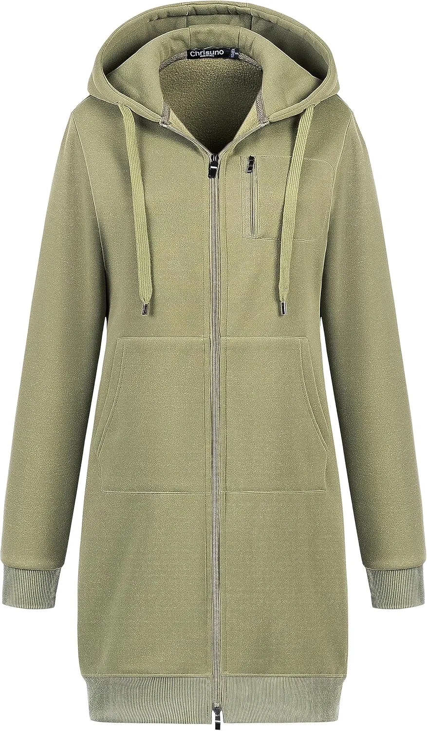 Chrisuno Women's Plus Size Casual Zip Up Hoodie Long Tunic Sweatshirts Fleece Jackets